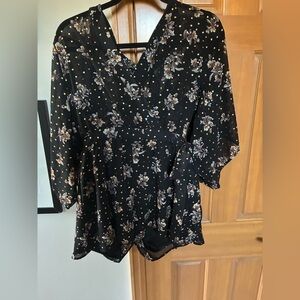 Floral Black Women's Romper